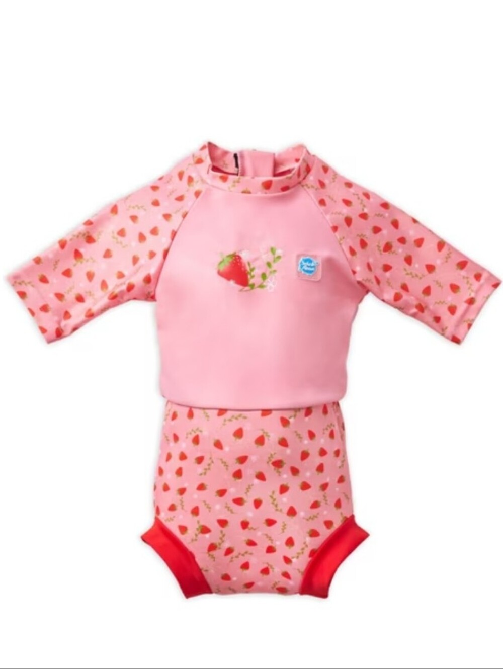 Splash About Happy Nappy Sunsuit in the popular "Strawberry Field" design